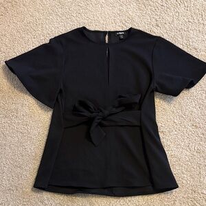 Express Women's Black Blouse with Bow Accent